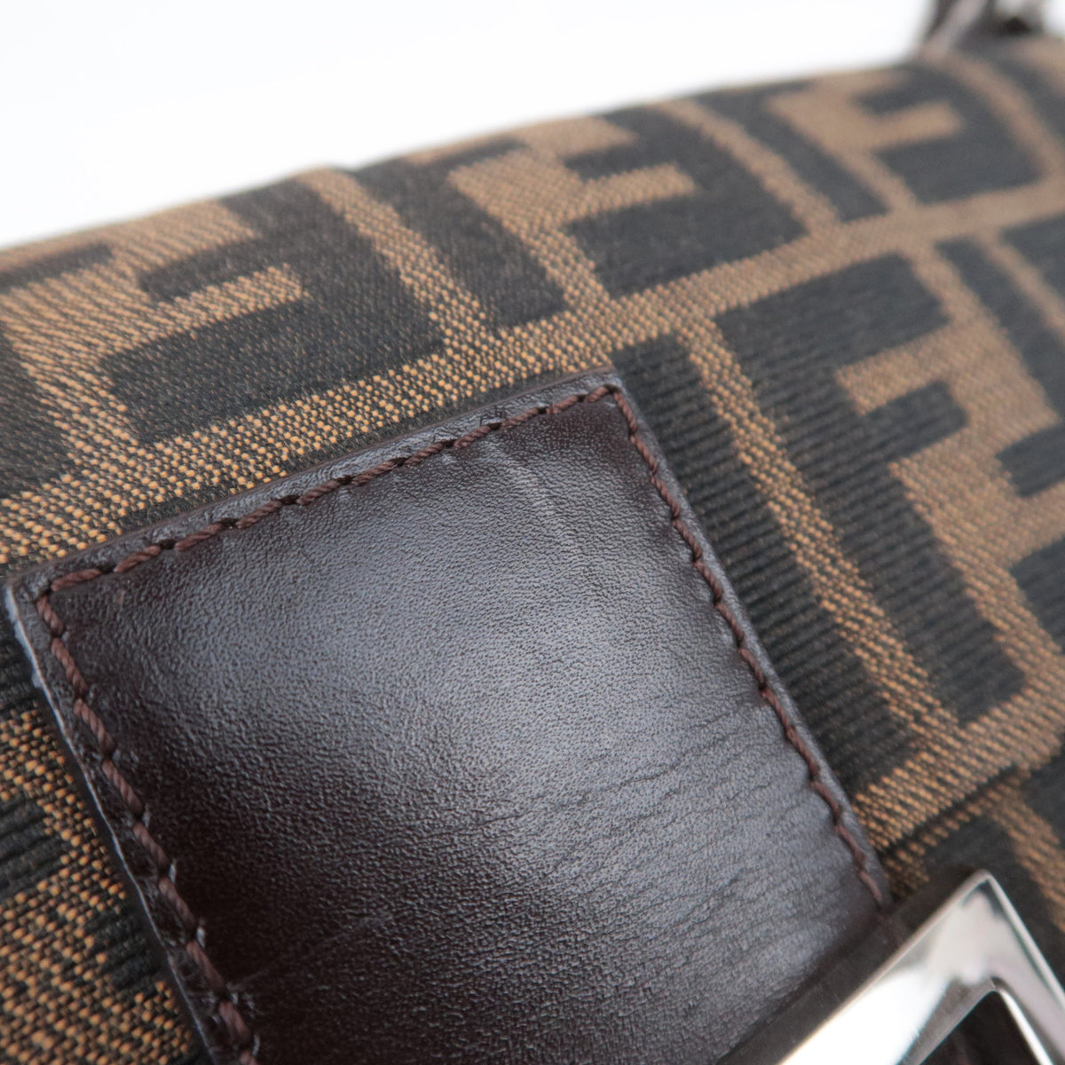 FENDI Zucca Mamma Baguette Bag Brown Black 26424