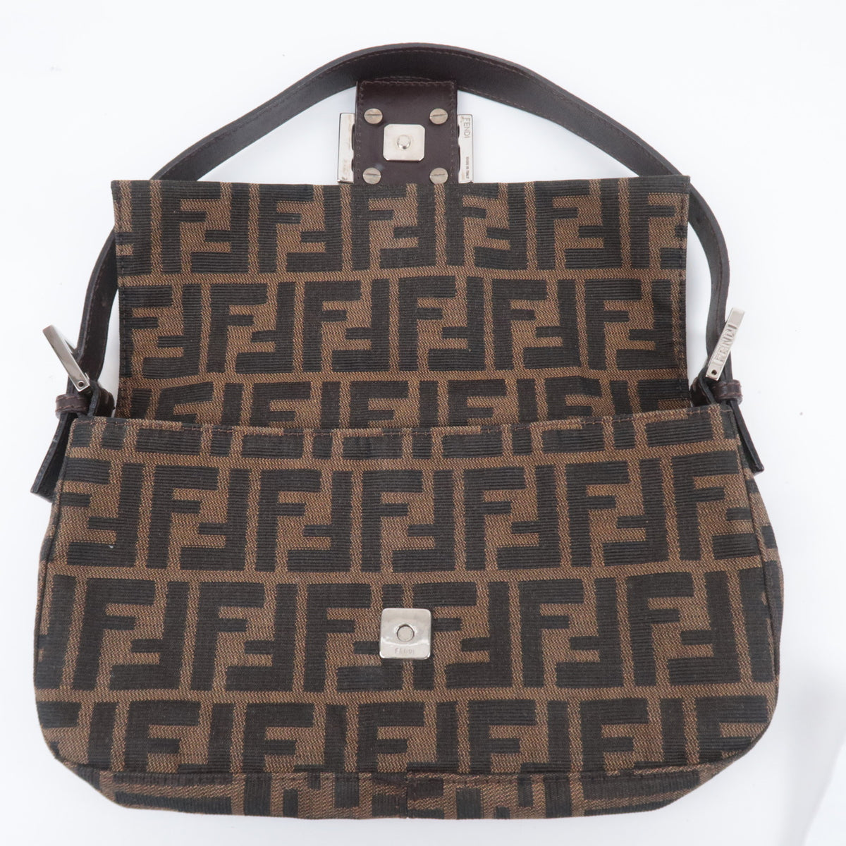 FENDI Zucca Mamma Baguette Bag Brown Black 26424