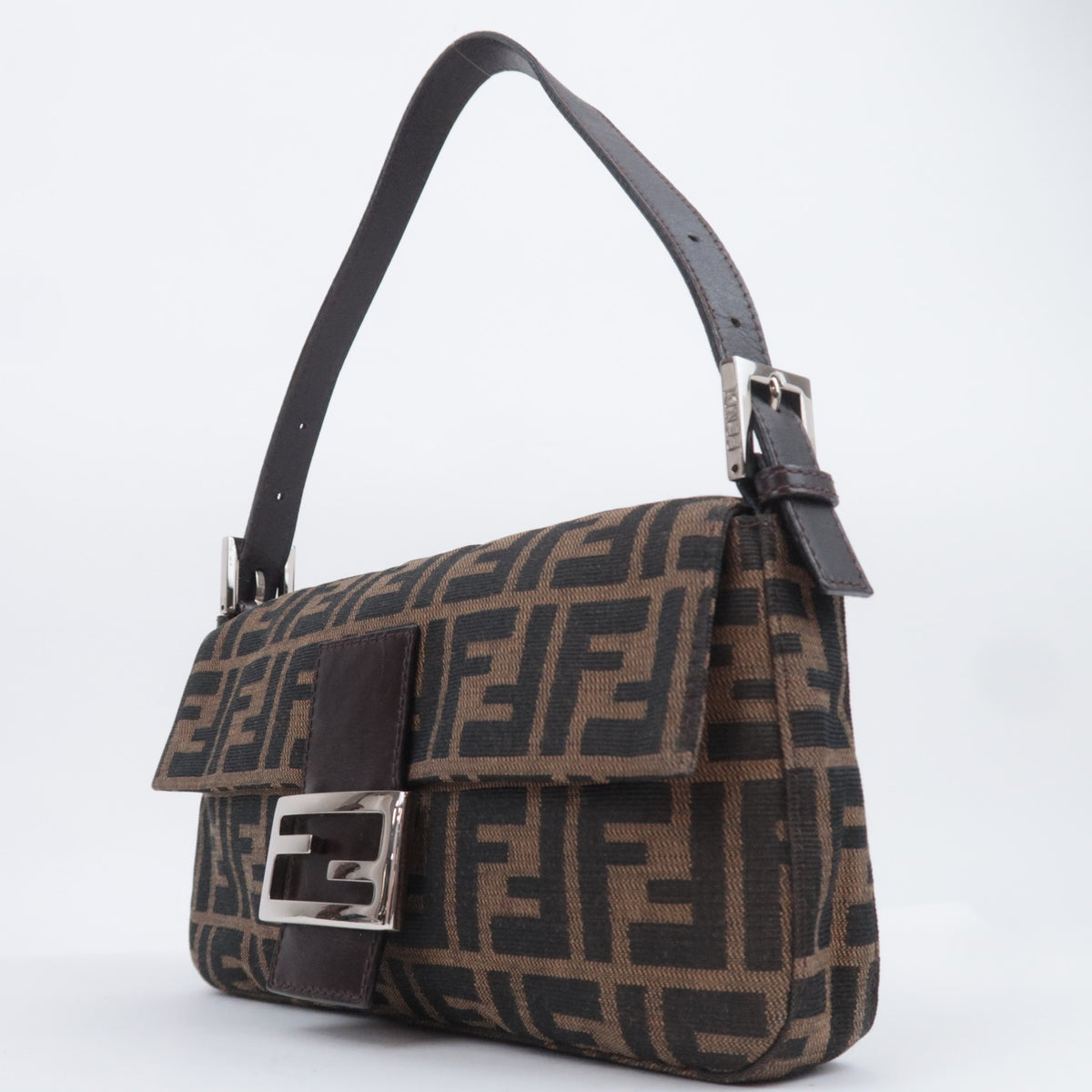 FENDI Zucca Mamma Baguette Bag Brown Black 26424
