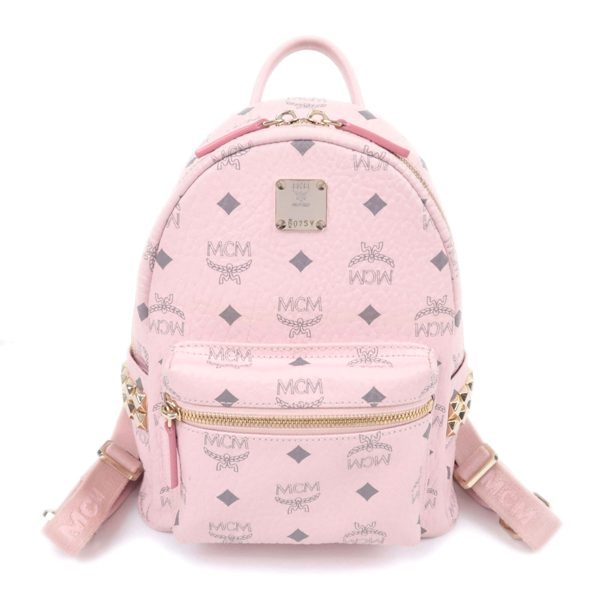MCM Visetos Studded Leather Backpack Pink92959