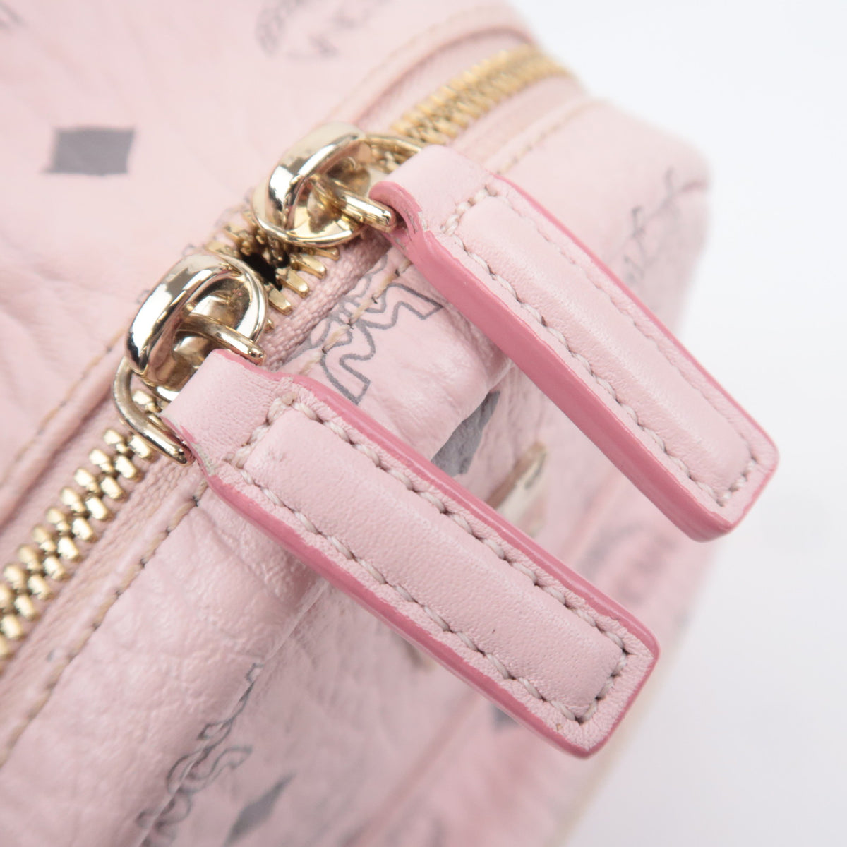 MCM Visetos Studded Leather Backpack Pink