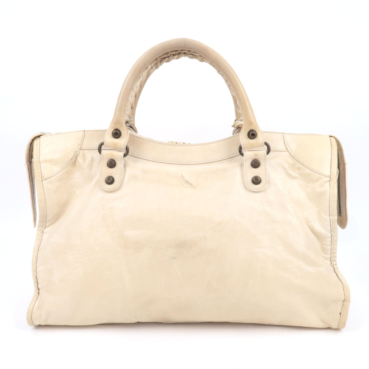 BALENCIAGA The City Leather Shoulder Bag Ivory 115748