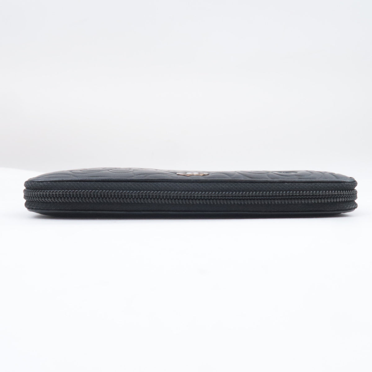 CHANEL Camellia Embossed Long Wallet Lambskin