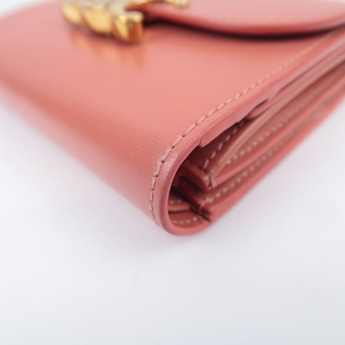 CELINE Triomphe Tri-Fold Leather Compact Wallet