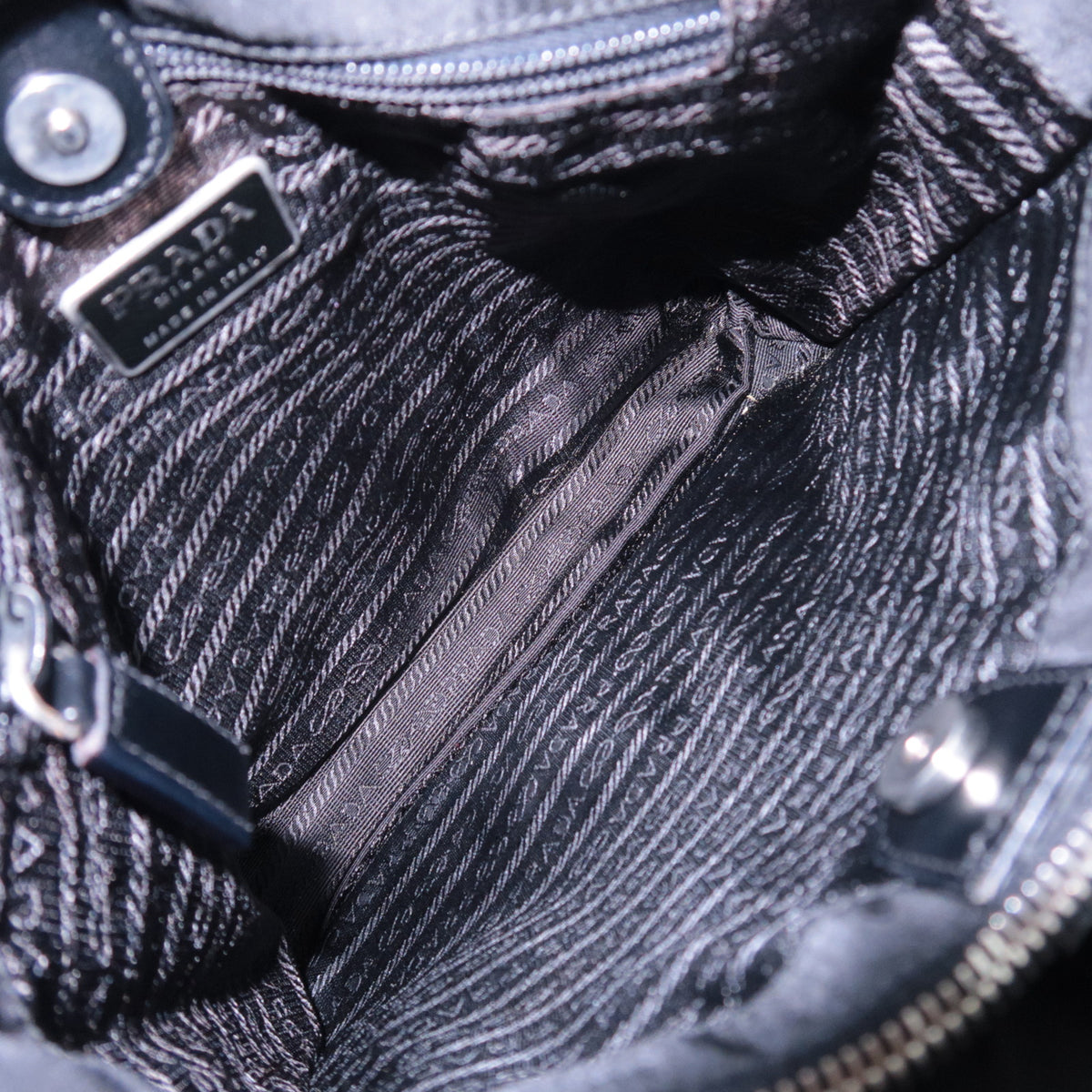 PRADA Nylon Leather Tote Bag Black B11214