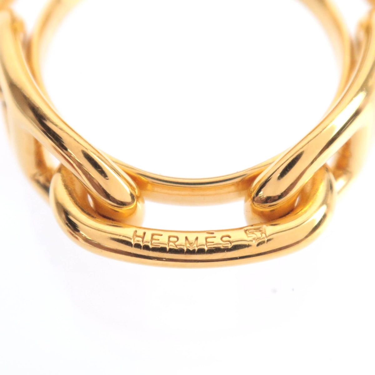 HERMES Chaine D'Ancre Scarf Ring Gold Color