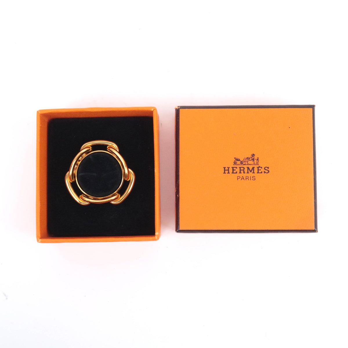 HERMES Chaine D'Ancre Scarf Ring Gold Color