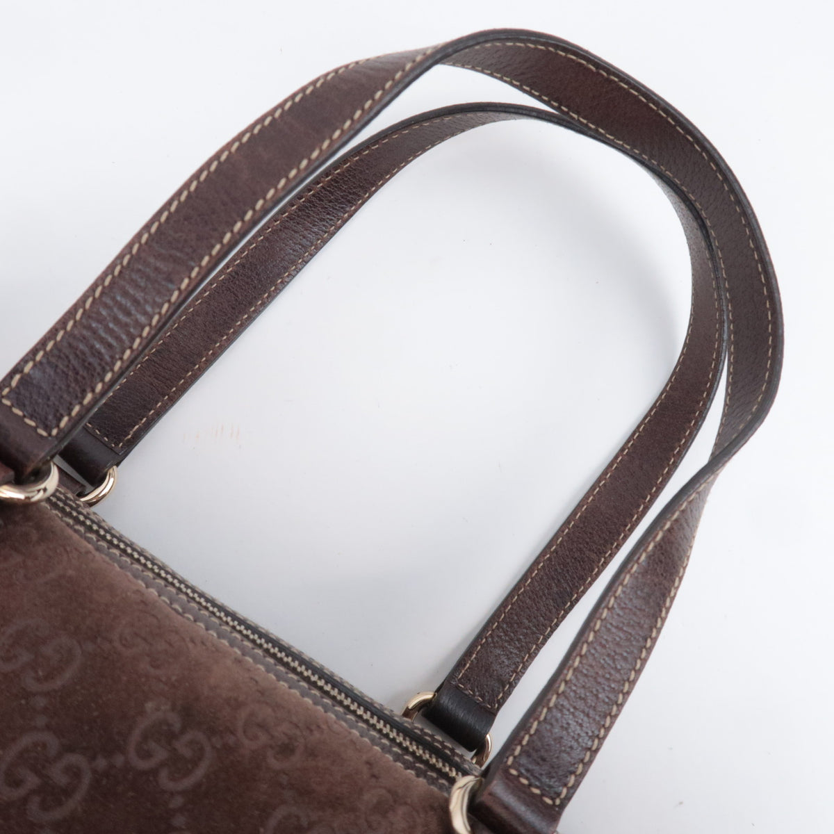 GUCCI Suede Leather Handbag Brown 152457