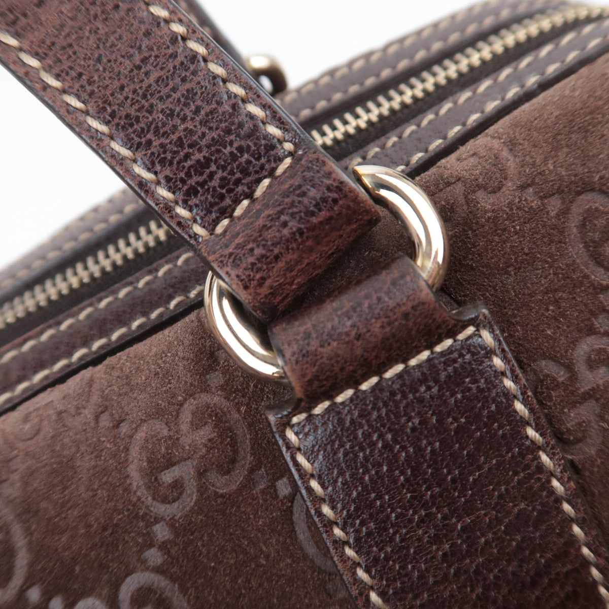 GUCCI Suede Leather Handbag Brown 152457