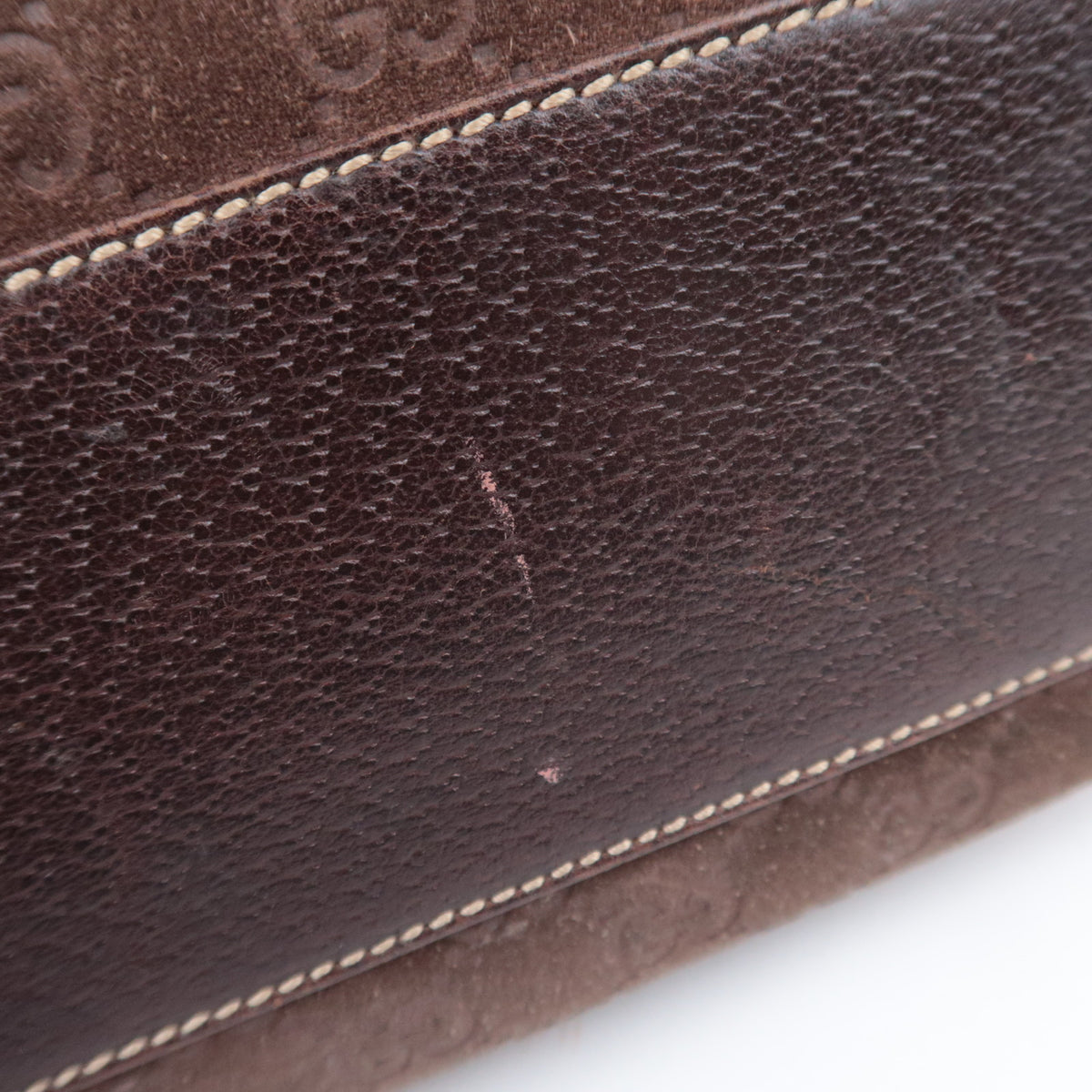GUCCI Suede Leather Handbag Brown 152457