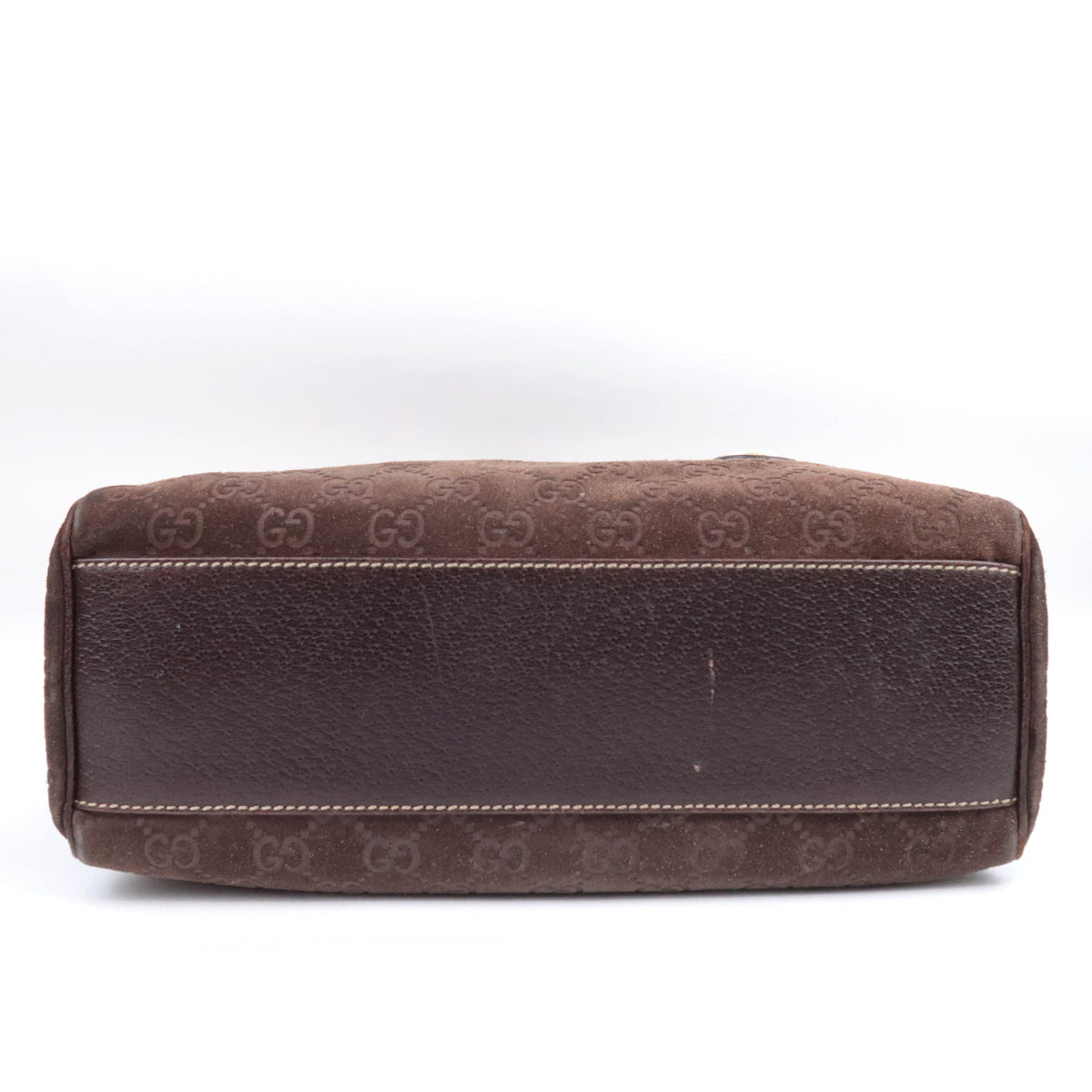 GUCCI Suede Leather Handbag Brown 152457