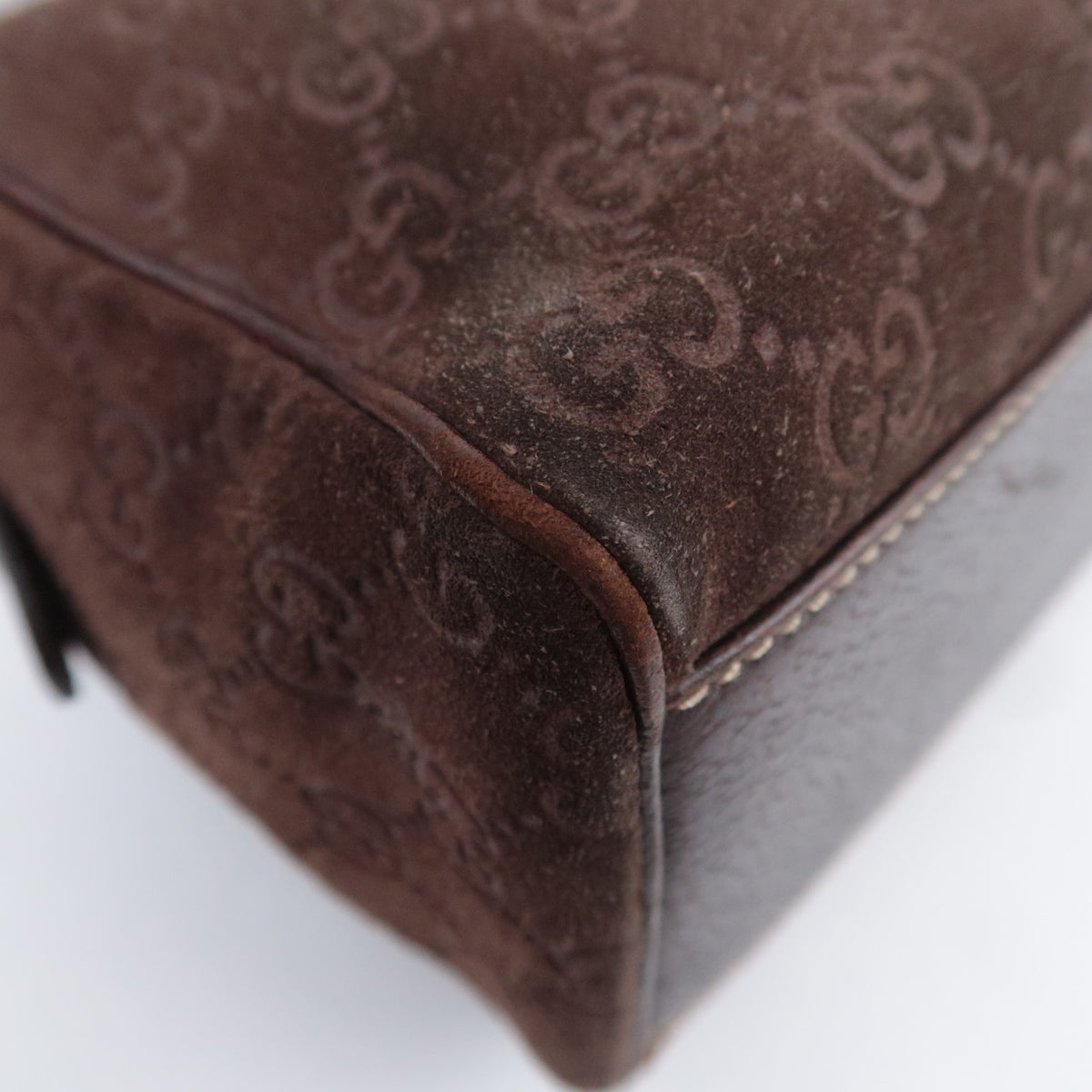GUCCI Suede Leather Handbag Brown 152457