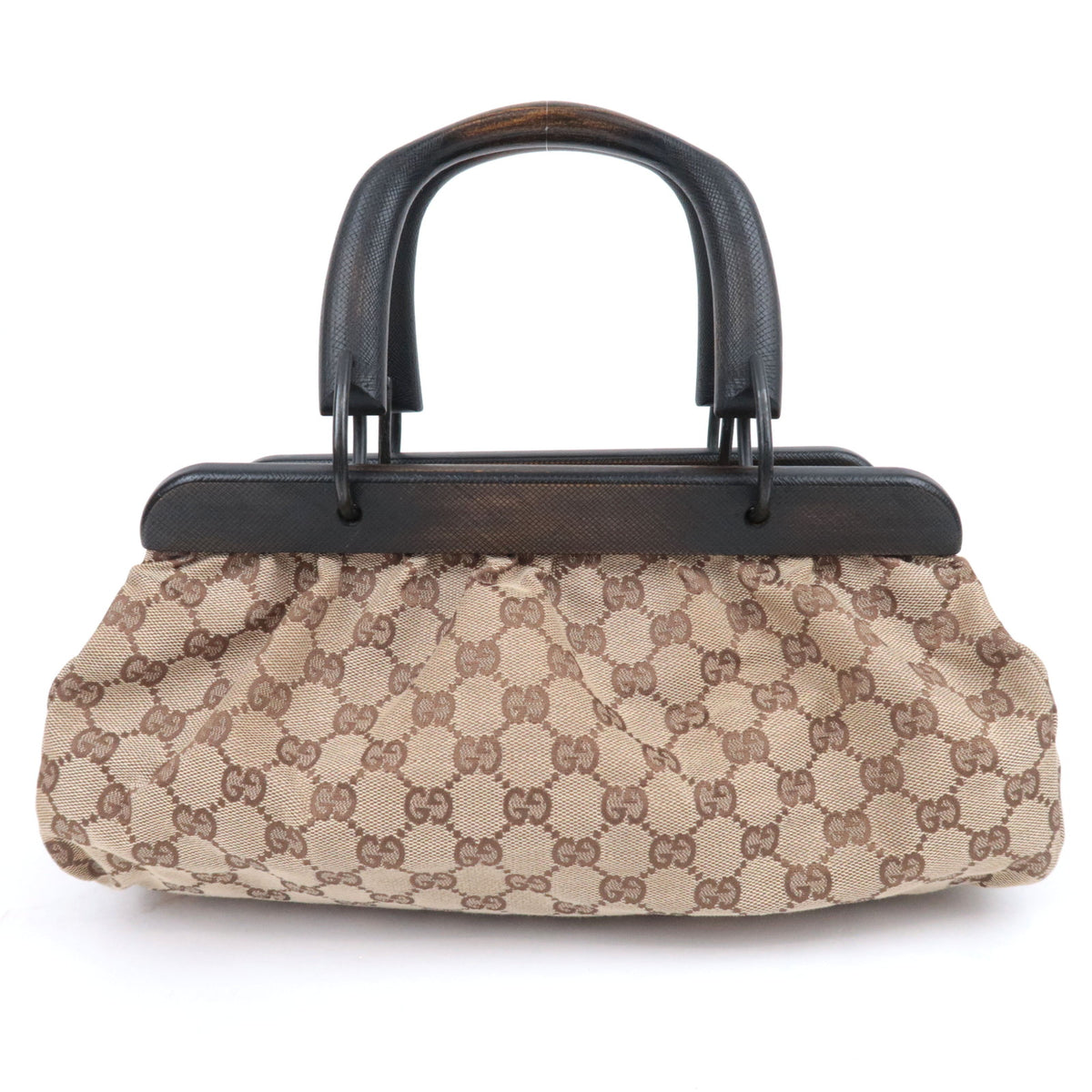 GUCCI by Tom Ford GG Canvas Wood Handle Handbag 112683