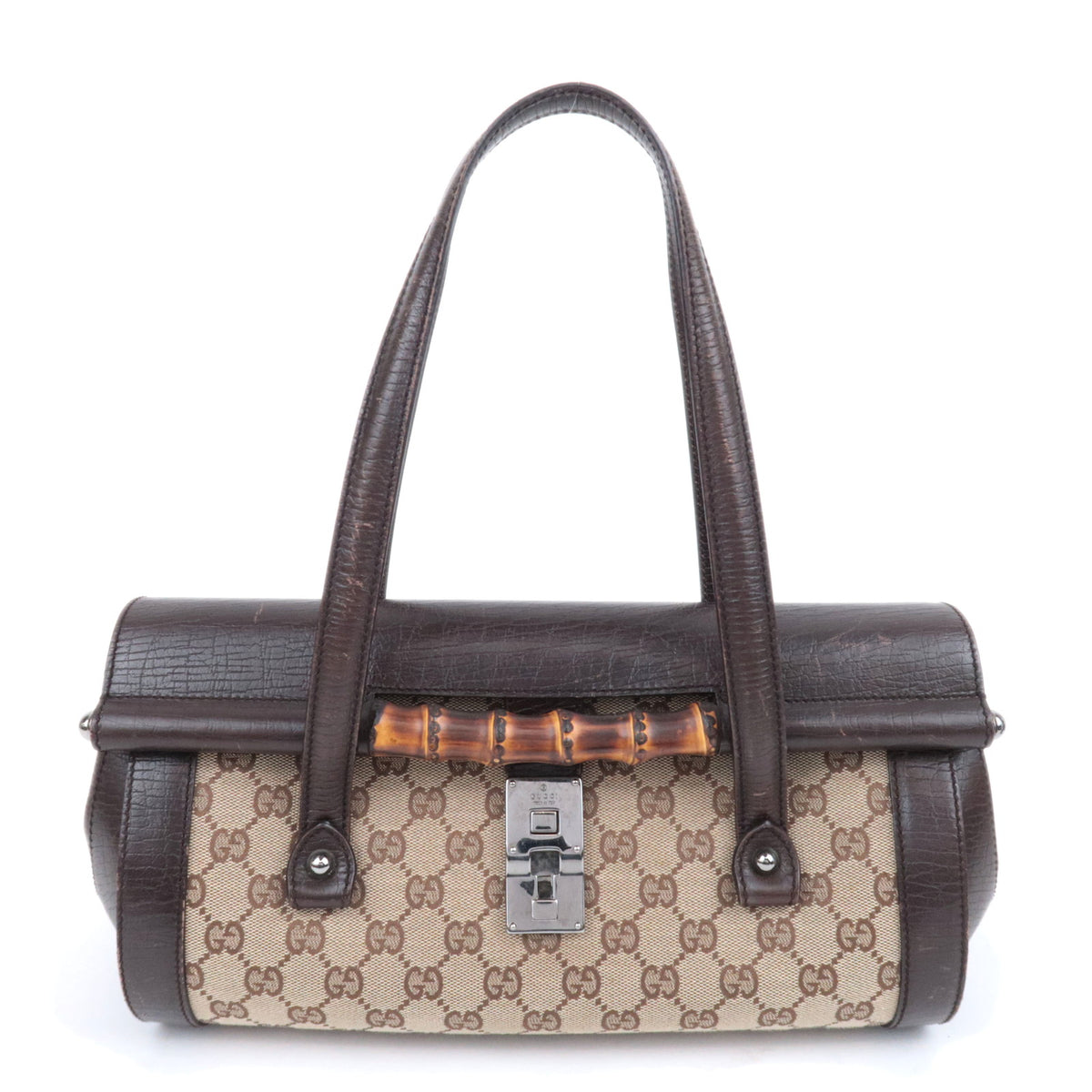 GUCCI Bamboo GG Canvas Barrel Bag 11171393081