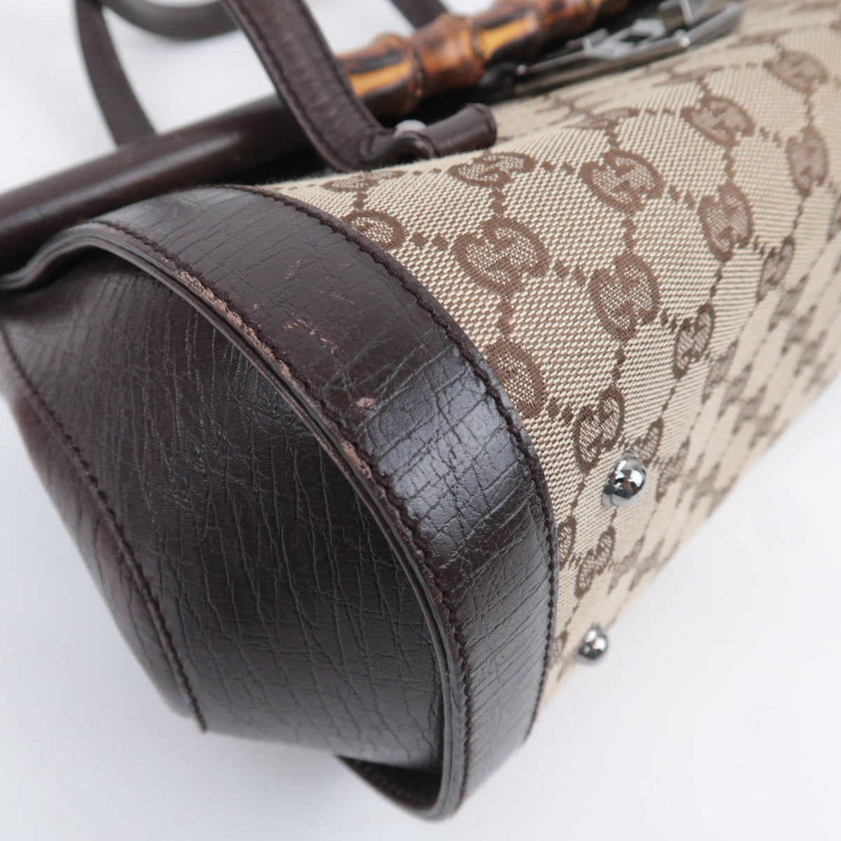 GUCCI Bamboo GG Canvas Barrel Bag 111713