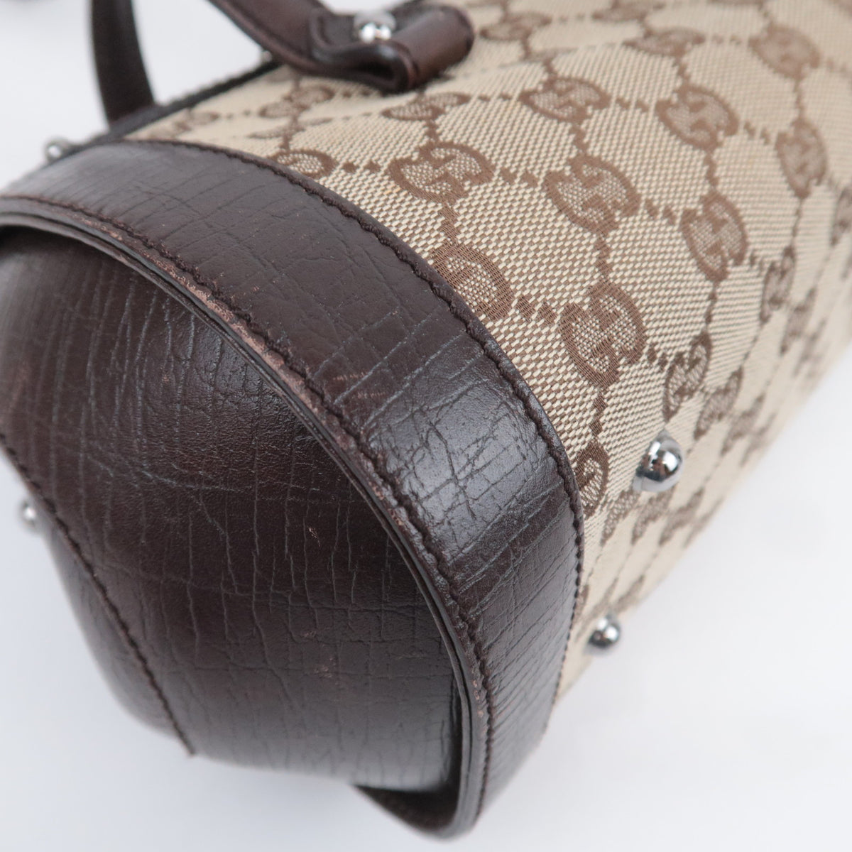 GUCCI Bamboo GG Canvas Barrel Bag 111713