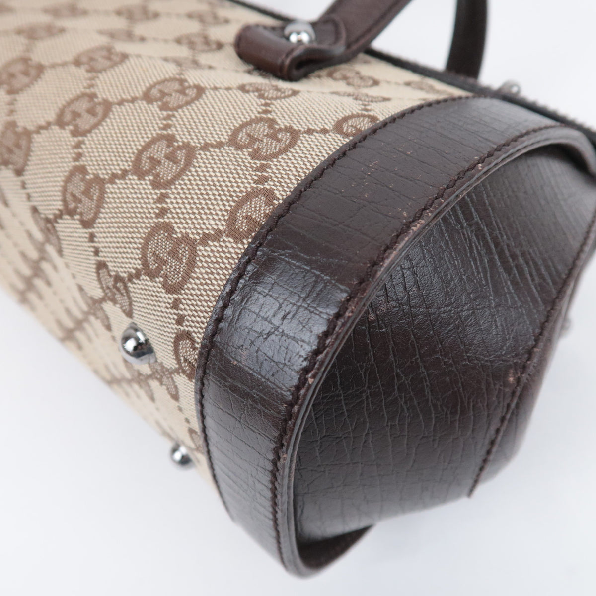GUCCI Bamboo GG Canvas Barrel Bag 111713