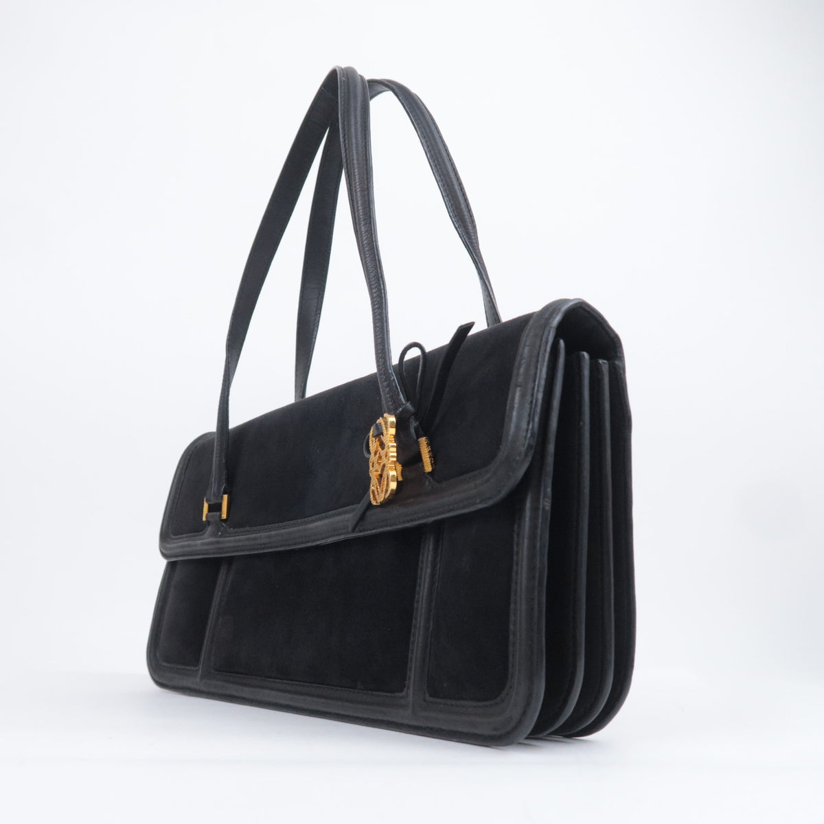 LOEWE Anagram Charm Suede Shoulder Bag