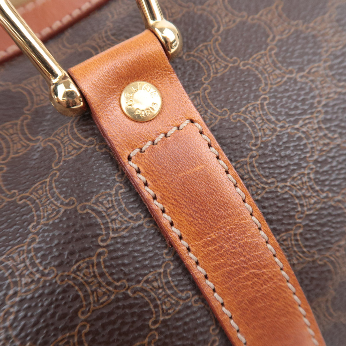 CELINE Macadam Handbag PVC Leather Brown