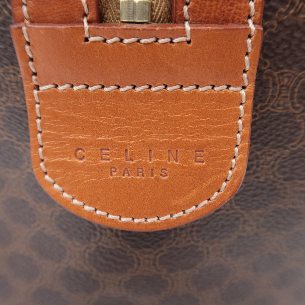 CELINE Macadam Handbag PVC Leather Brown
