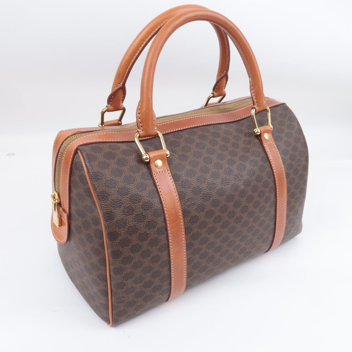 CELINE Macadam Handbag PVC Leather Brown