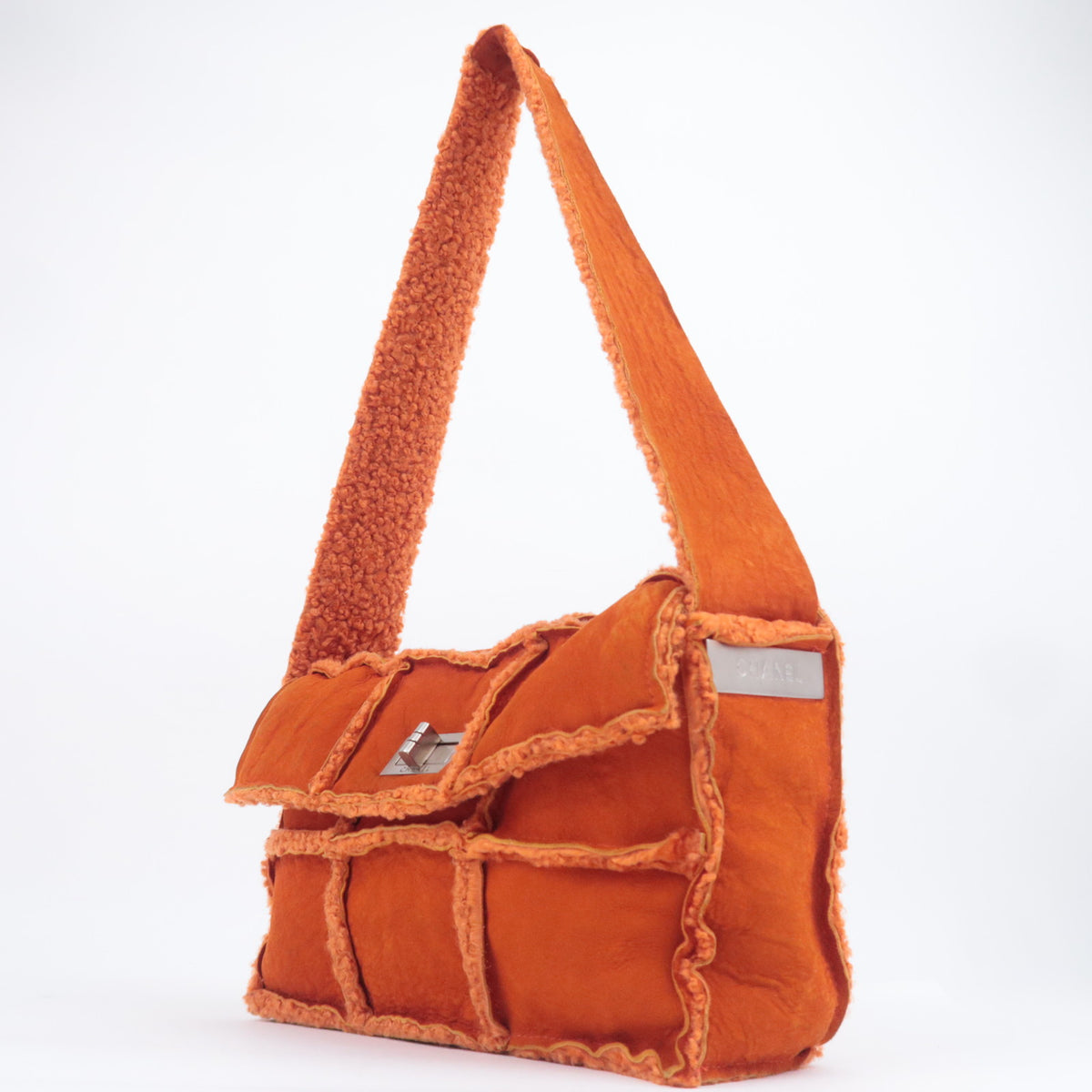 CHANEL 2.55 Patchwork Shearling Suede Shoulder Bag