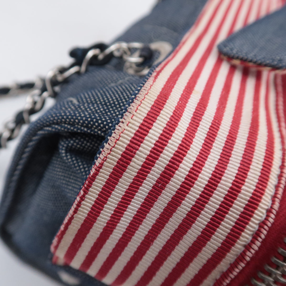 CHANEL Denim Chain Shoulder Bag Cruise Line A47955