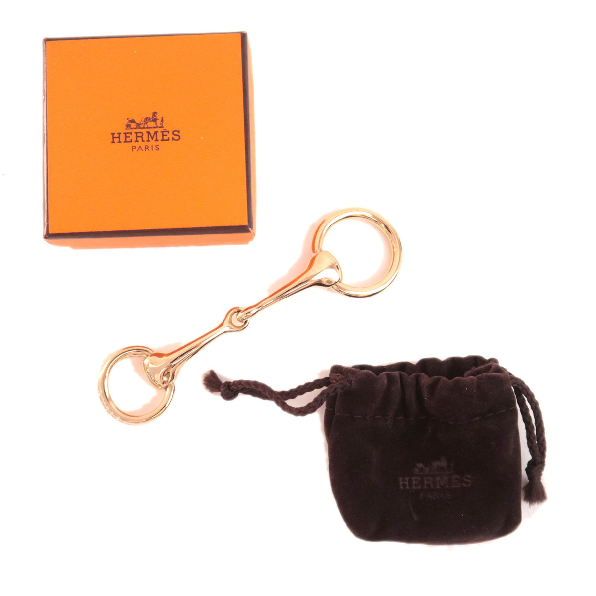 HERMES Mors Rundt Scarf Ring Gold Color