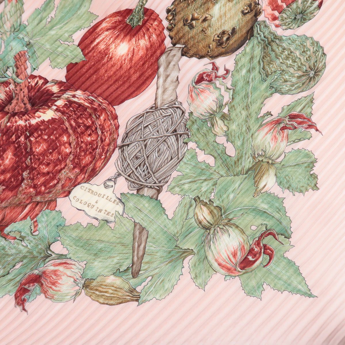 HERMES Pleated Carre 90 Scarf CITROUILLES et COLOQUINTES