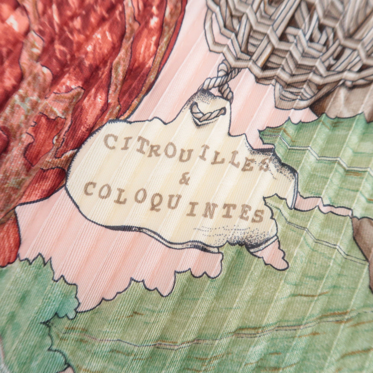 HERMES Pleated Carre 90 Scarf CITROUILLES et COLOQUINTES