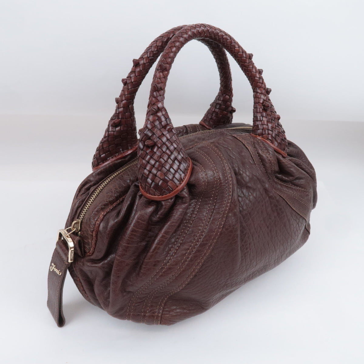 FENDI Mini Spy Bag Leather Handbag Brown 8BL078
