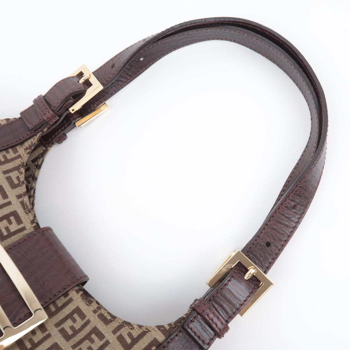 FENDI Zucchino Canvas Leather Shoulder Bag 8BR463