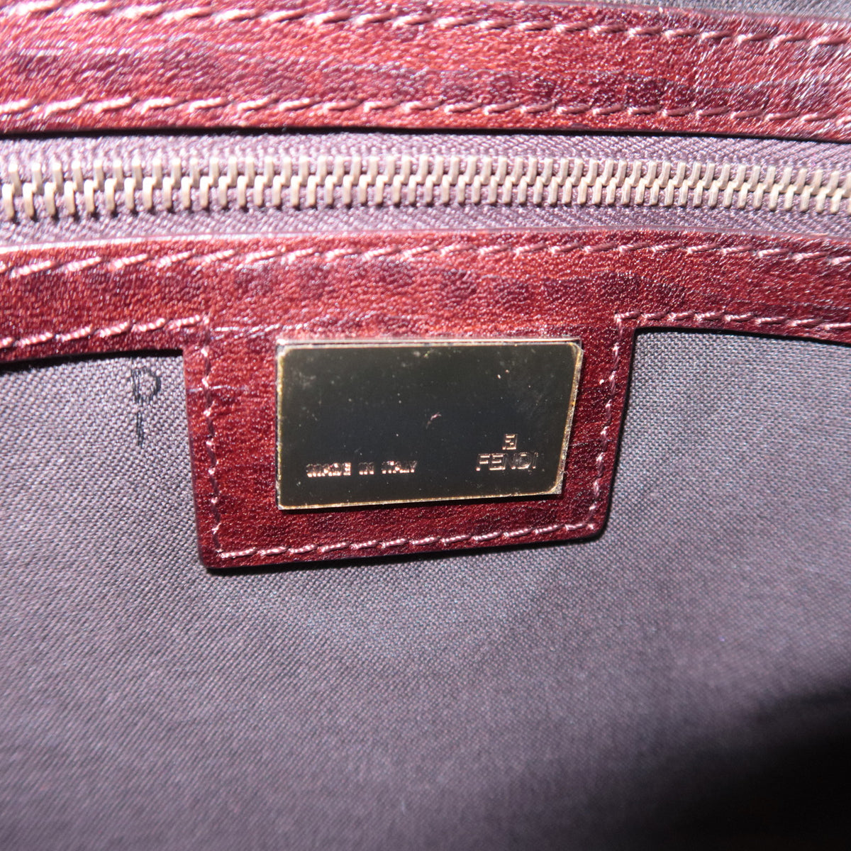 FENDI Zucchino Canvas Leather Shoulder Bag 8BR463