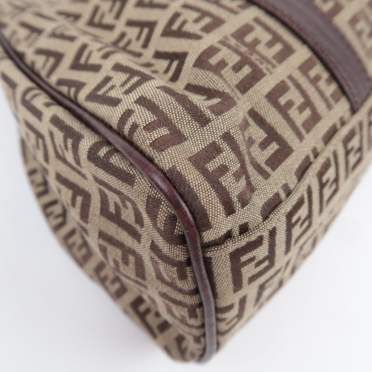 FENDI Zucchino Canvas Leather Shoulder Bag 8BR463