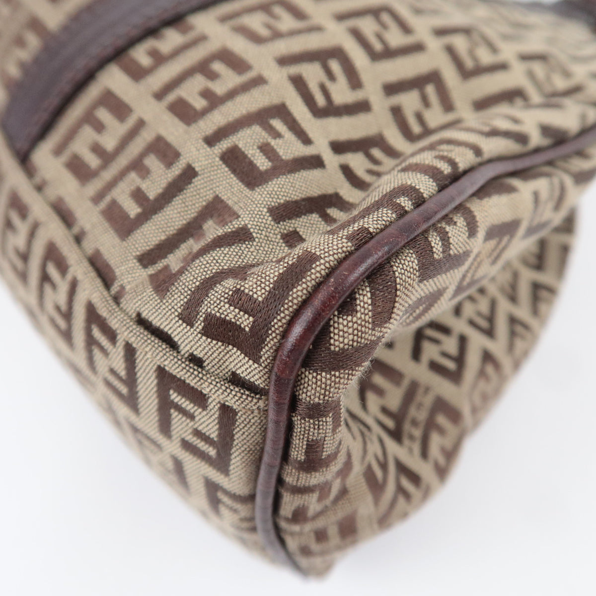FENDI Zucchino Canvas Leather Shoulder Bag 8BR463