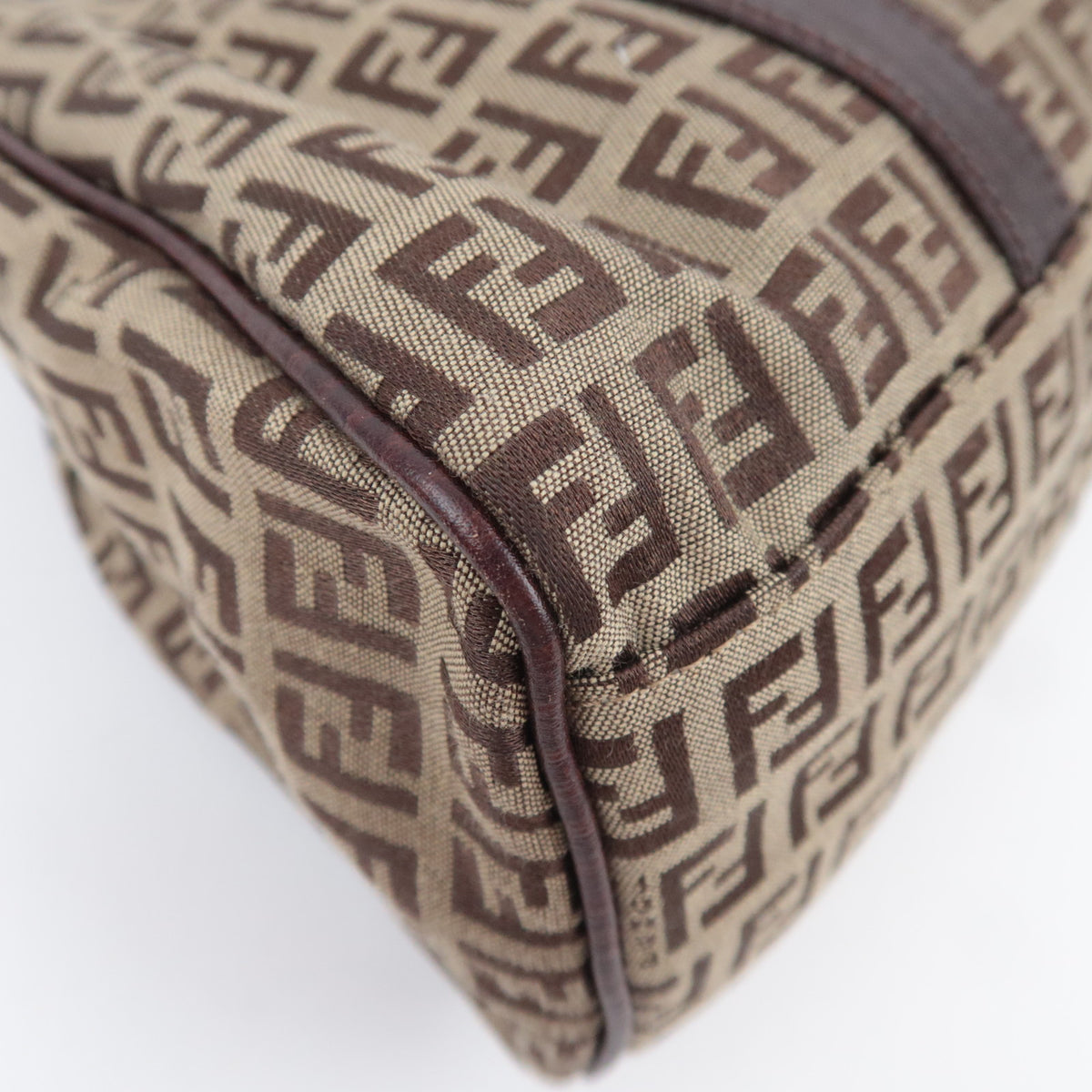 FENDI Zucchino Canvas Leather Shoulder Bag 8BR463