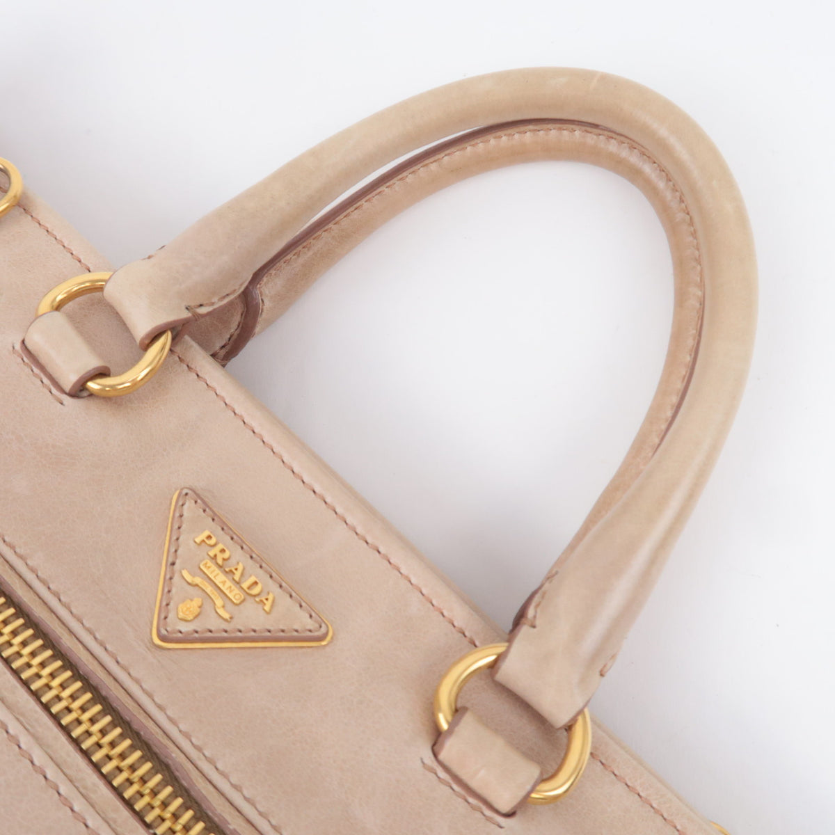 PRADA 2Way Leather Handbag Beige