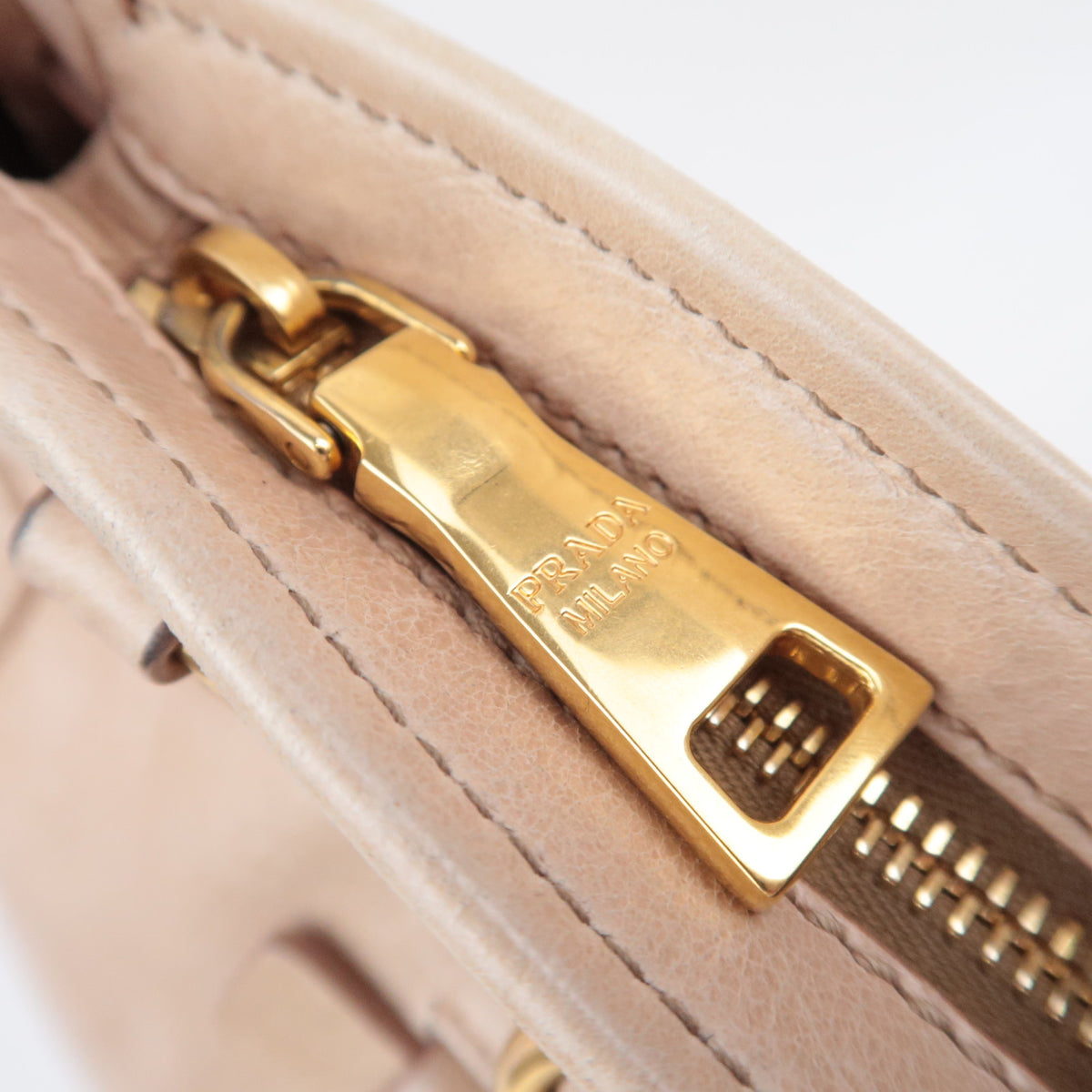 PRADA 2Way Leather Handbag Beige