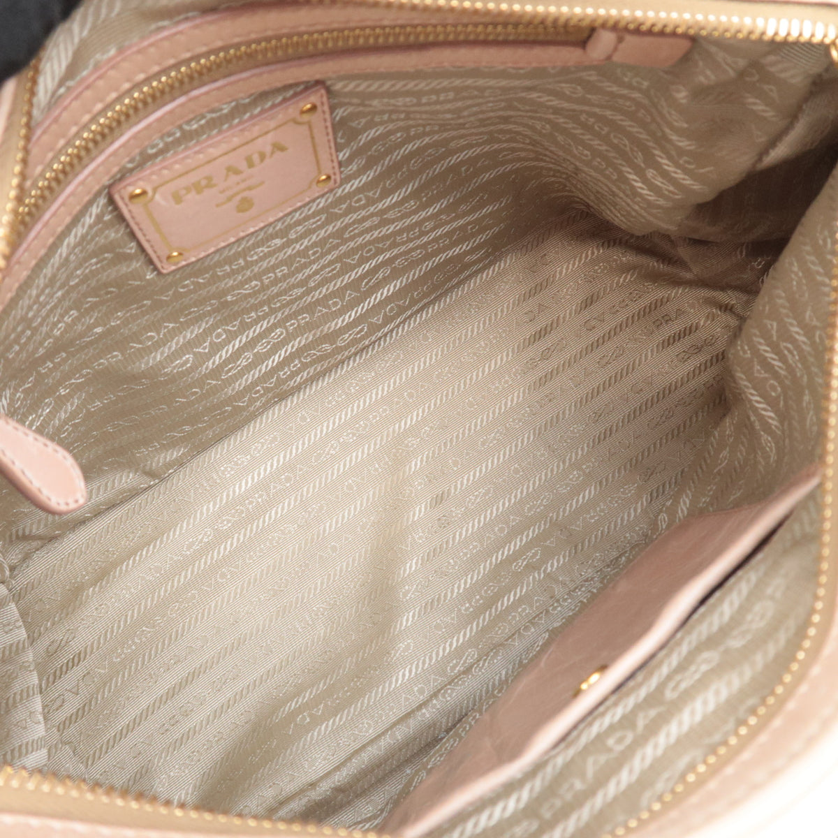 PRADA 2Way Leather Handbag Beige