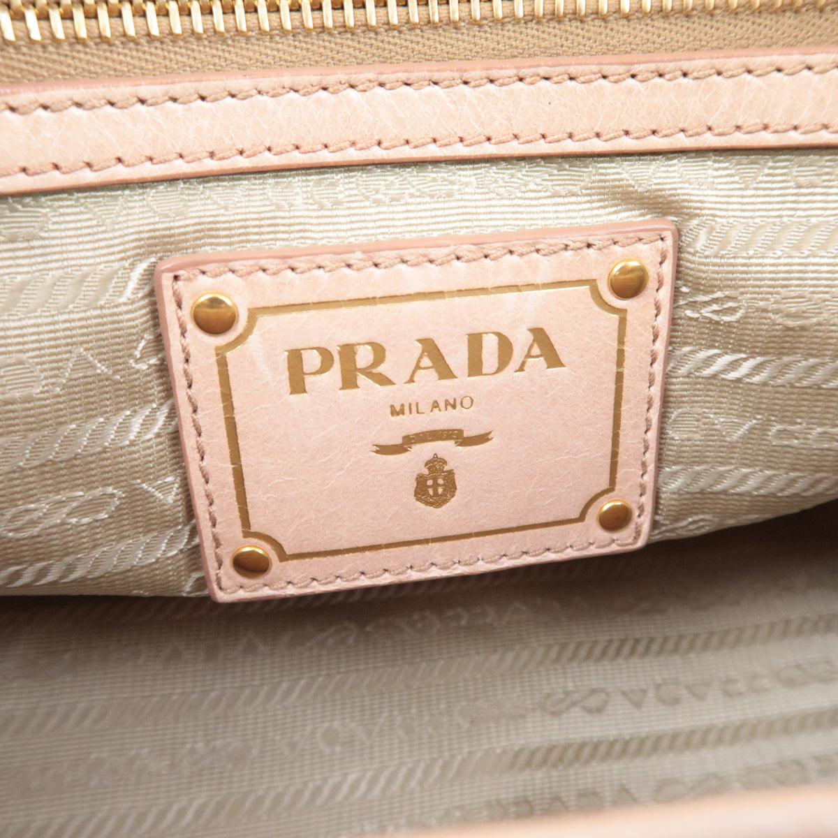 PRADA 2Way Leather Handbag Beige