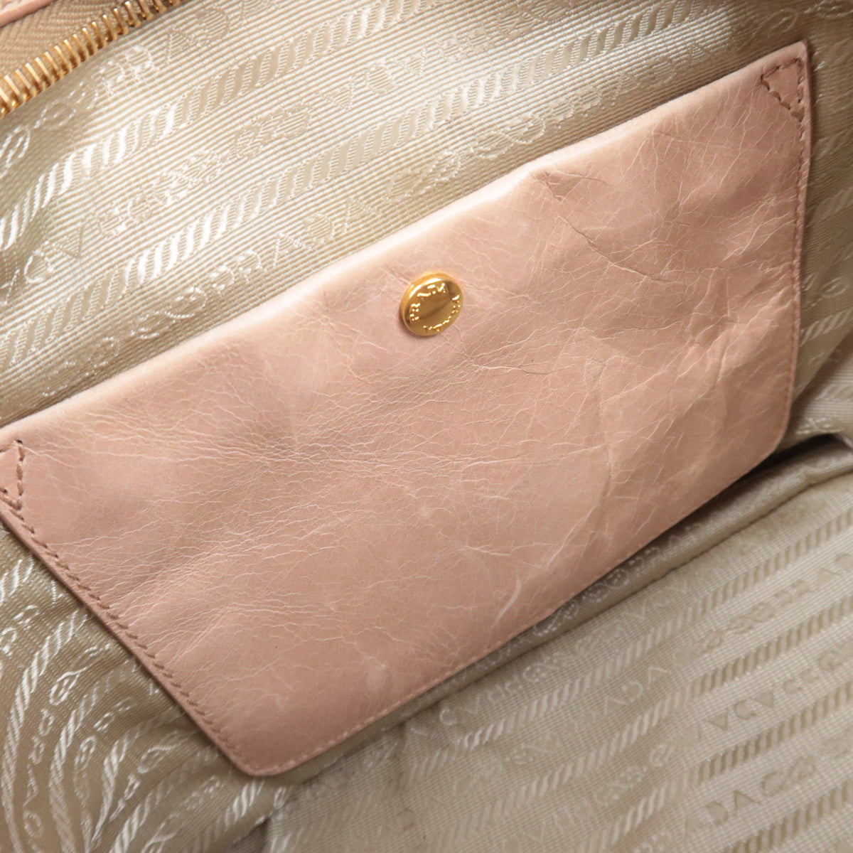 PRADA 2Way Leather Handbag Beige