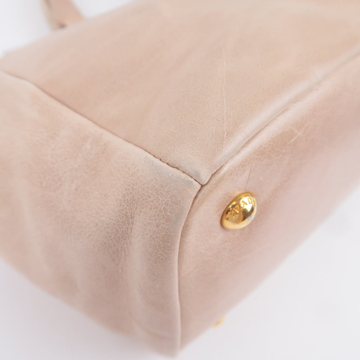 PRADA 2Way Leather Handbag Beige