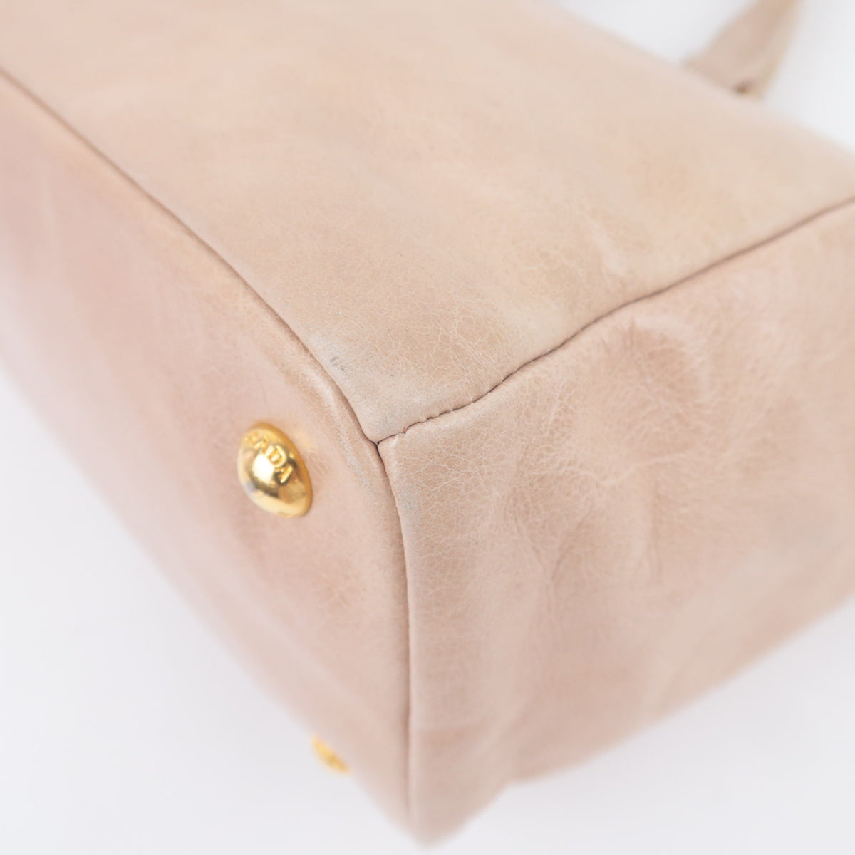 PRADA 2Way Leather Handbag Beige