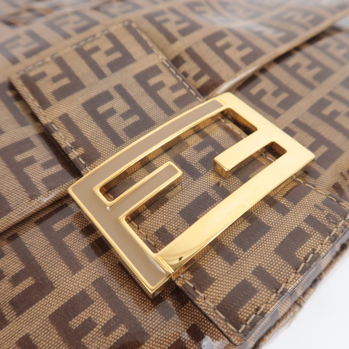 FENDI Zucchino Mamma Baguette Vinyl Shoulder Bag 26325