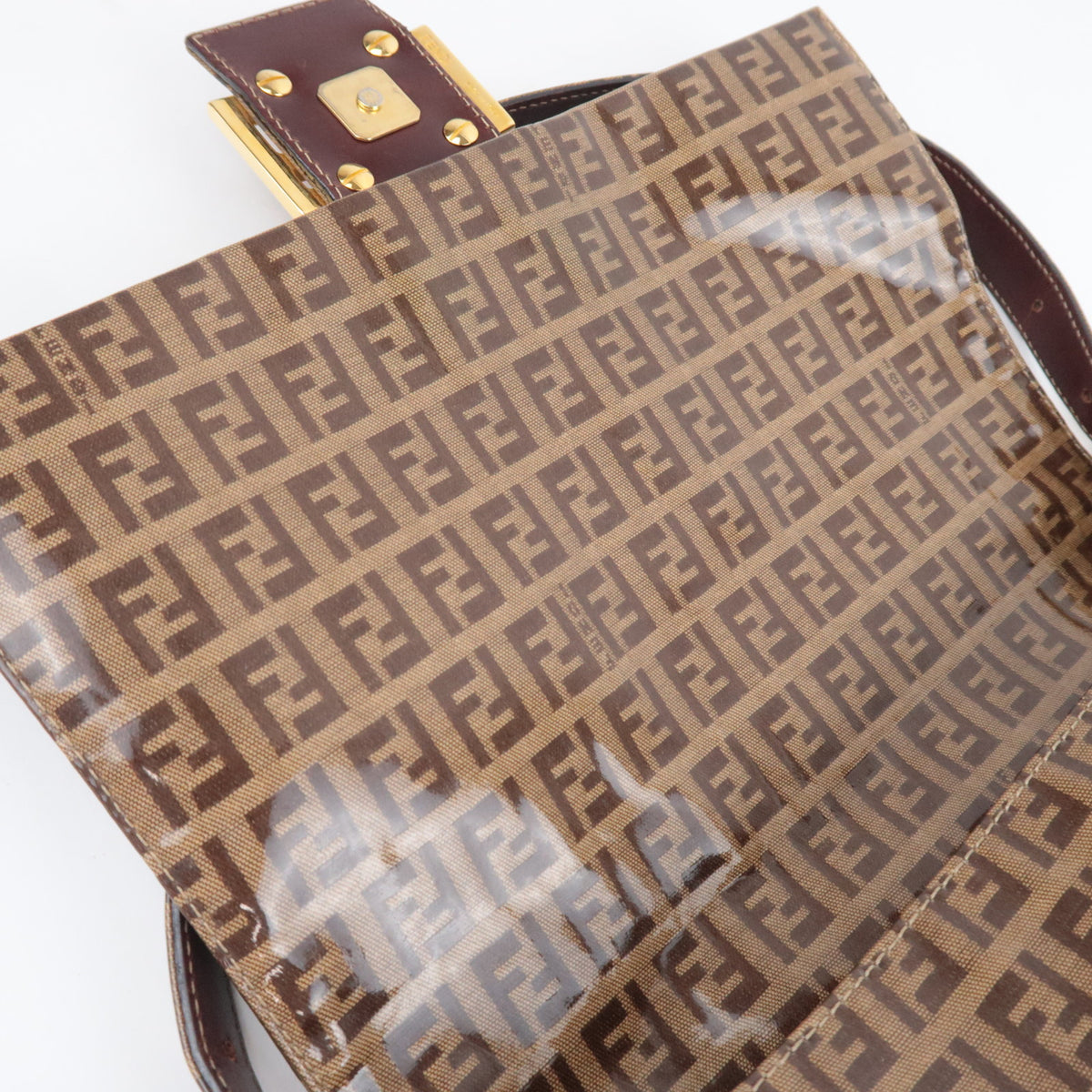 FENDI Zucchino Mamma Baguette Vinyl Shoulder Bag 26325