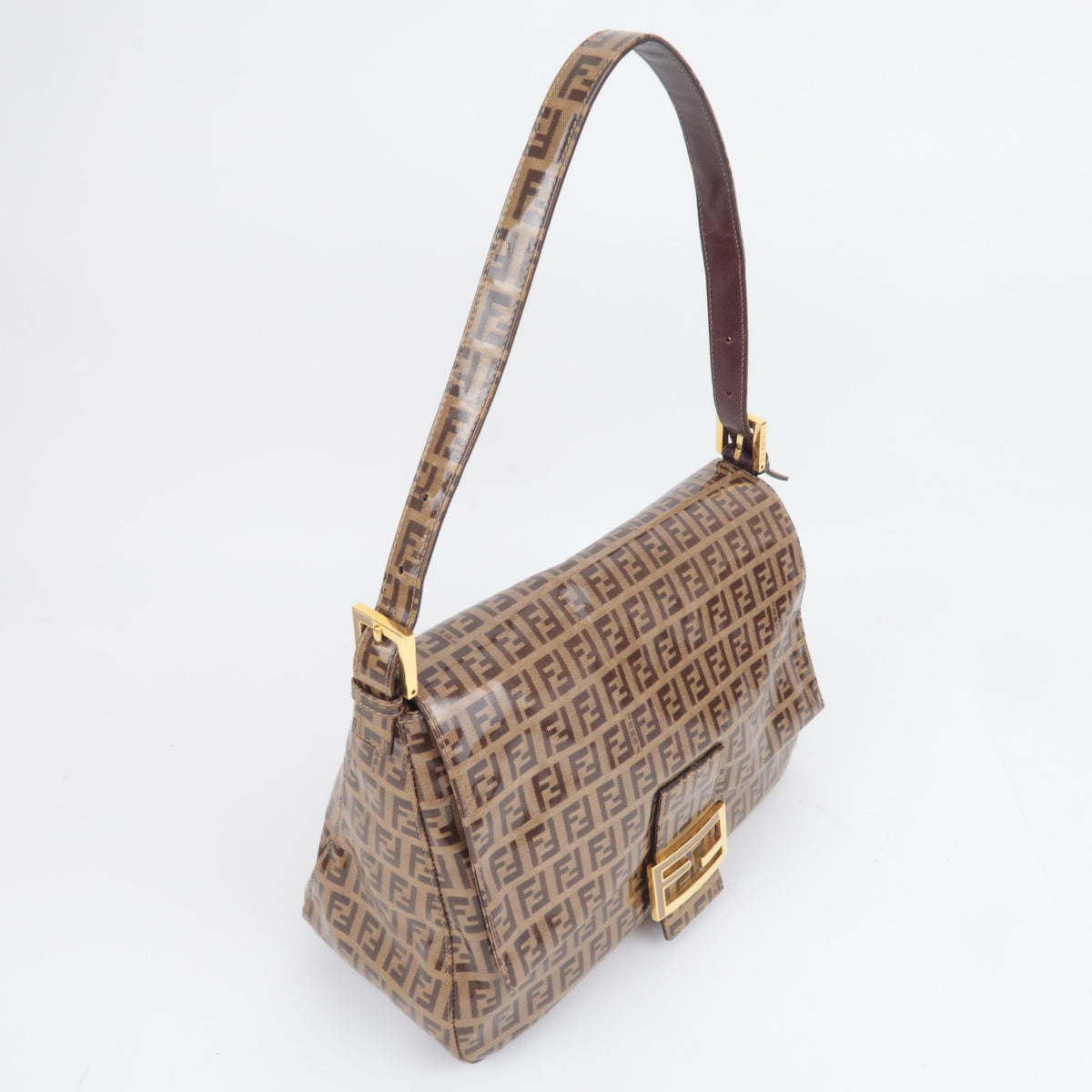 FENDI Zucchino Mamma Baguette Vinyl Shoulder Bag 26325