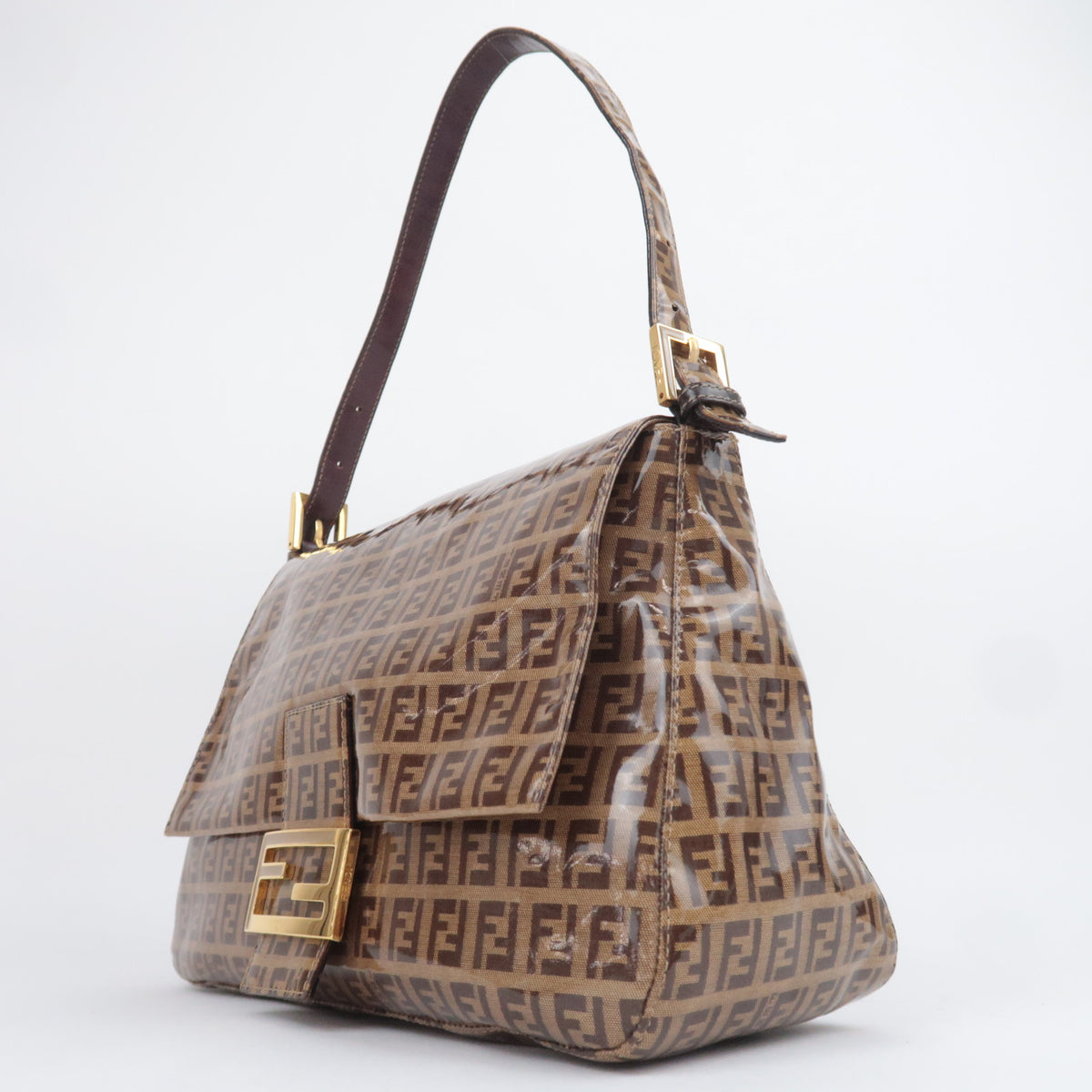 FENDI Zucchino Mamma Baguette Vinyl Shoulder Bag 26325
