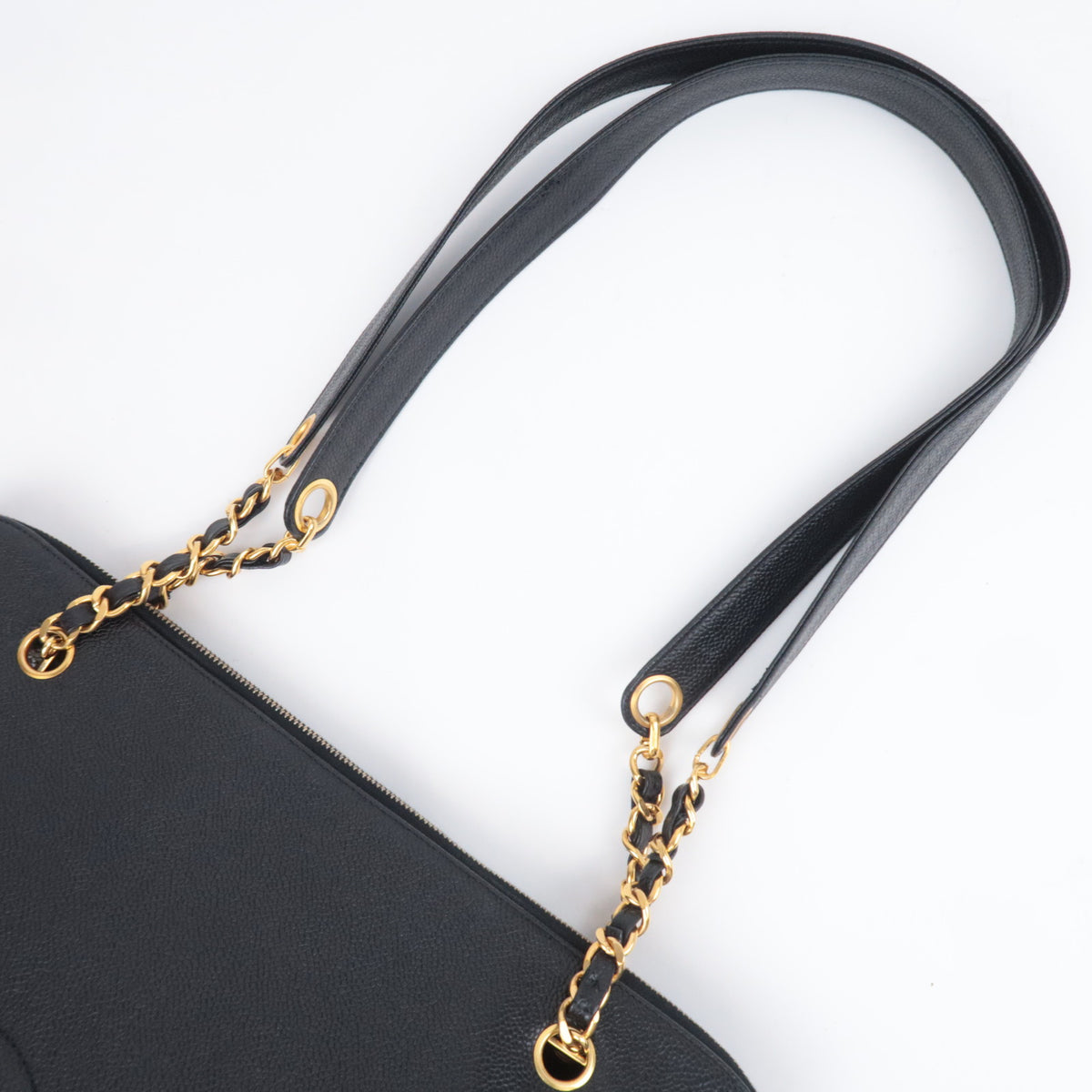 CHANEL Big Coco Mark Chain Tote Bag Caviarskin