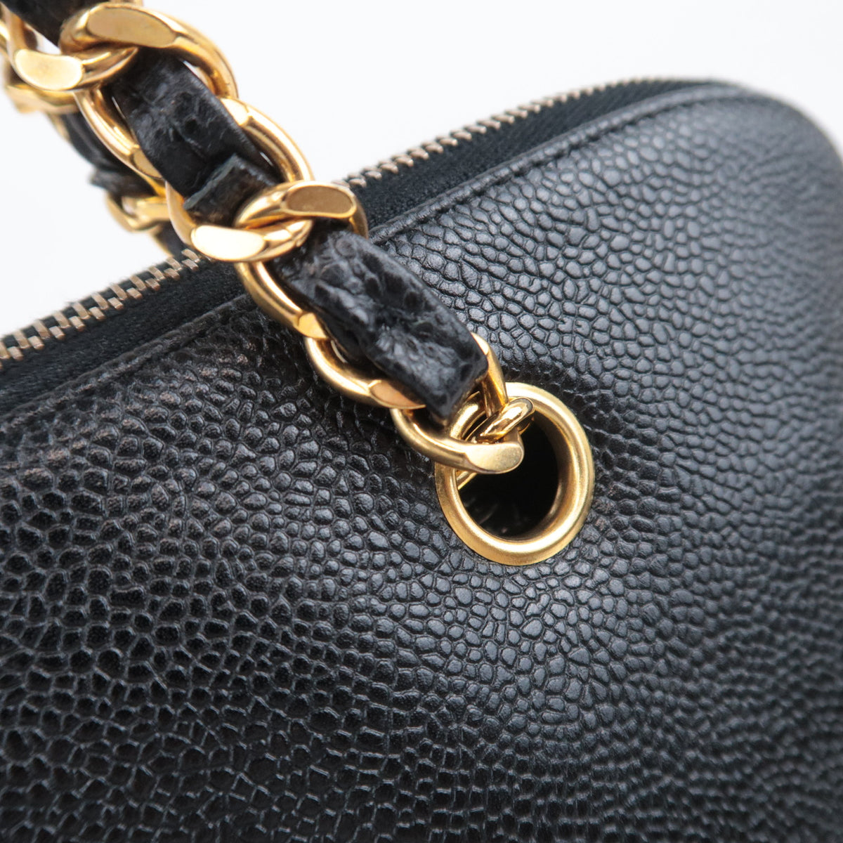 CHANEL Big Coco Mark Chain Tote Bag Caviarskin