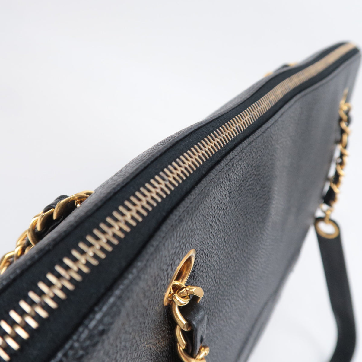 CHANEL Big Coco Mark Chain Tote Bag Caviarskin